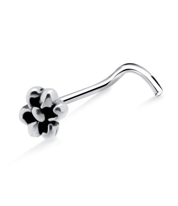 Flower Silver Curved Nose Stud NSKB-1025